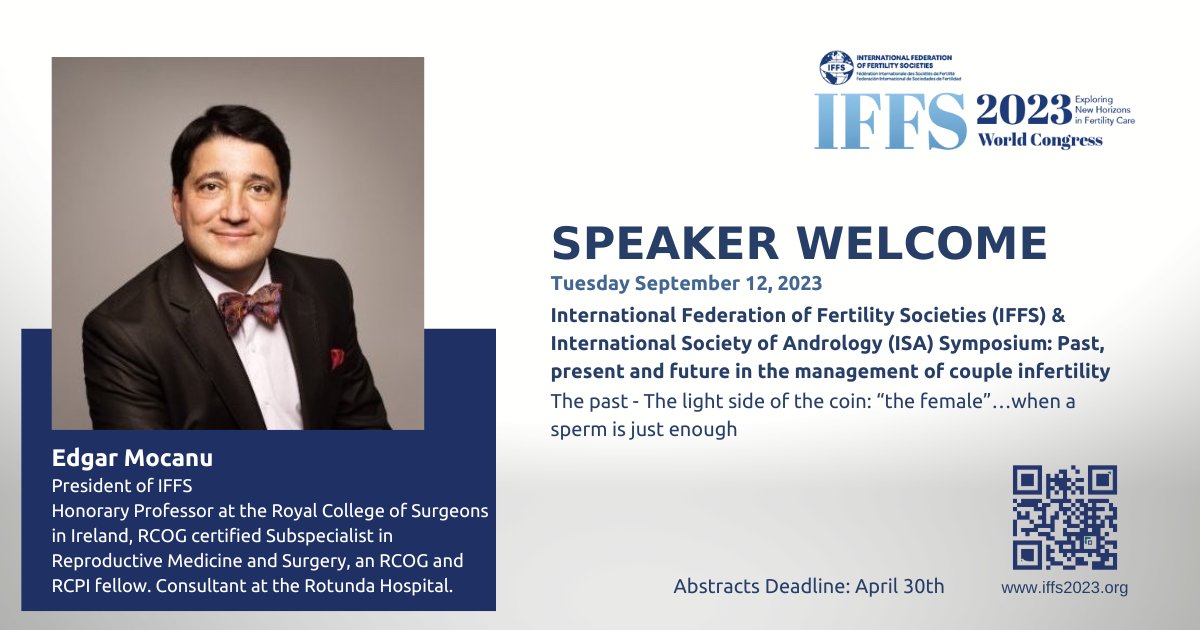 iffsfertility's tweet photo. 𝗜𝗙𝗙𝗦 𝗪𝗼𝗿𝗹𝗱 𝗖𝗼𝗻𝗴𝗿𝗲𝘀𝘀 𝟮𝟬𝟮𝟯
September 10 - 13, 2023
Face-to-face in Athens, Greece
👌 Join Dr. Edgar V. #Mocanu for a lecture on the management of couple #infertility and the dominant role a #sperm can play https://t.co/FWX6PBEjhx
#IFFS2023 #IFFS #fertility https://t.co/ttSbsYhsLH