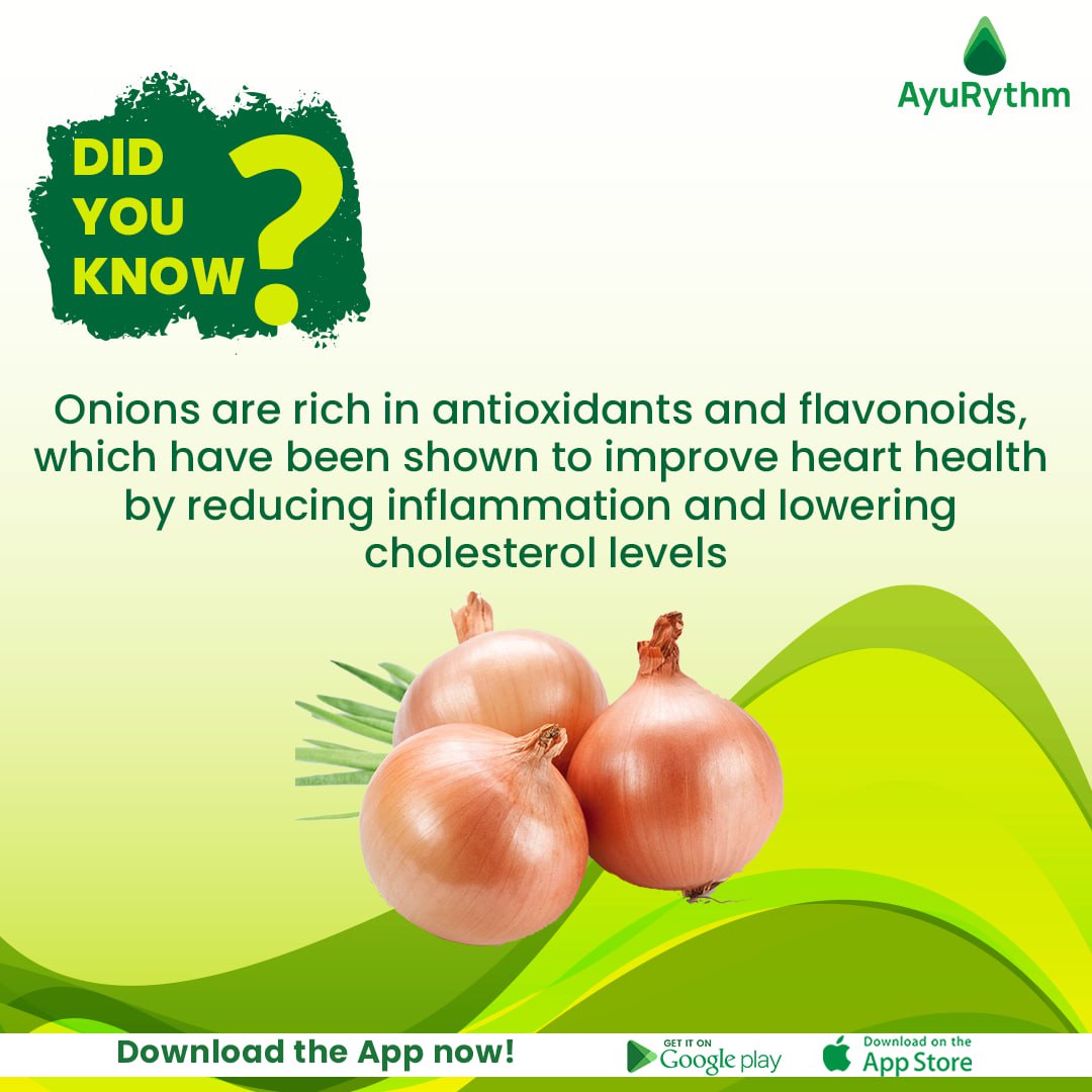 🧅Onions have been used for #medicinal purposes since ancient times🕐. The incredible health benefits of #Onions you need to know.
📲 Install the App Now❗️ 
Android: bit.ly/3T6iW0a
IOS: apple.co/42dStlD
#Ayurythm #onions #onionbenefits #onionjuice #HealthyFood