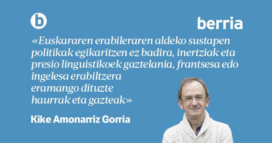✍️🏼 'Euskara irakatsi ala hiztun aktiboak sortu?', <a href="/KikeAmonarriz/">Kike Amonarriz</a>​en #Iritzia gaurko BERRIAn. 
berria.eus/paperekoa/1876…