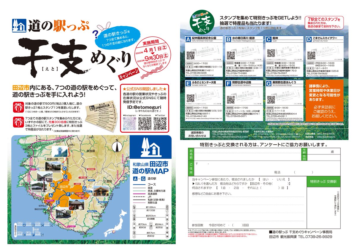 道の駅きっぷ 和歌山県田辺市干支めぐりキャンペーン 全7駅きっぷ他11点セット 田辺市道の駅っぷ 干支めぐりキャンペーン (@etomeguri) / X