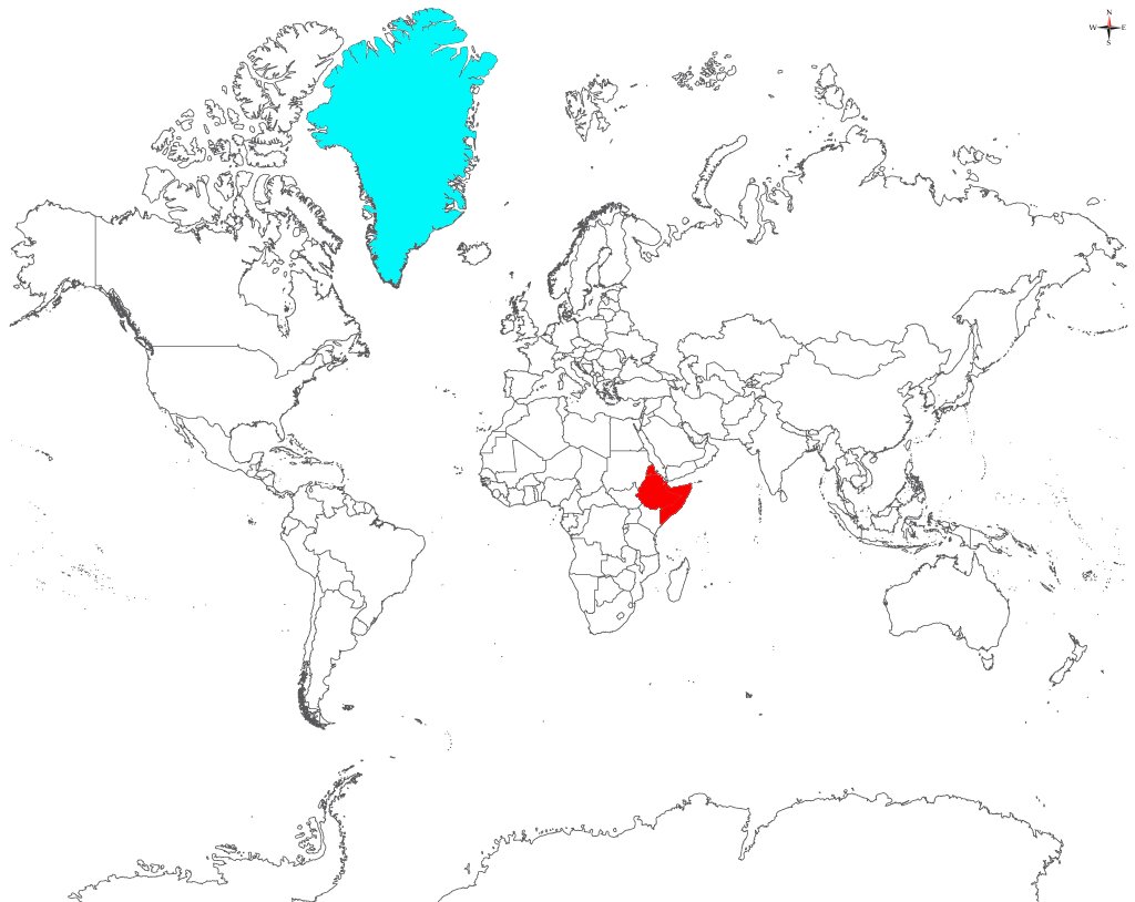El Cuerno de África tiene 1,9 millones de km2. Groenlandia, 2,1 millones.  Una pequeña diferencia en la realidad, una gigantesca diferencia en el mapa.  La representación es clave en la importancia que, image size:1024x814