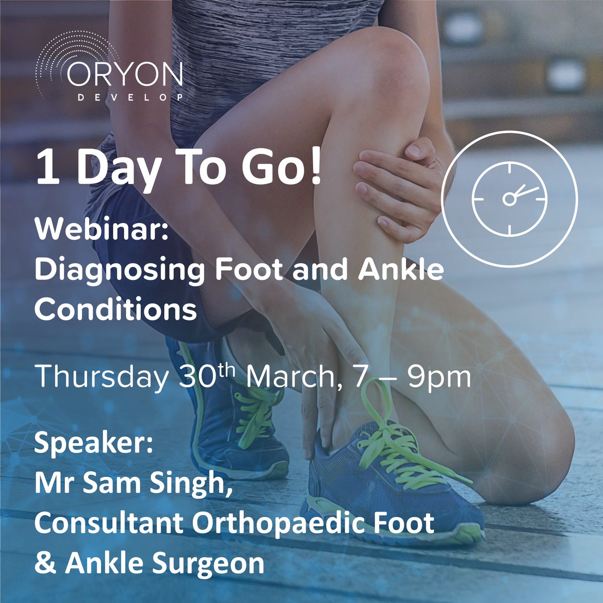 Tomorrow, we have Mr Sam Singh joining us for our webinar: "Diagnosing Foot and Ankle Conditions".

This is your last chance to book on live and join us for an evening of learning: loom.ly/VZlN1cI