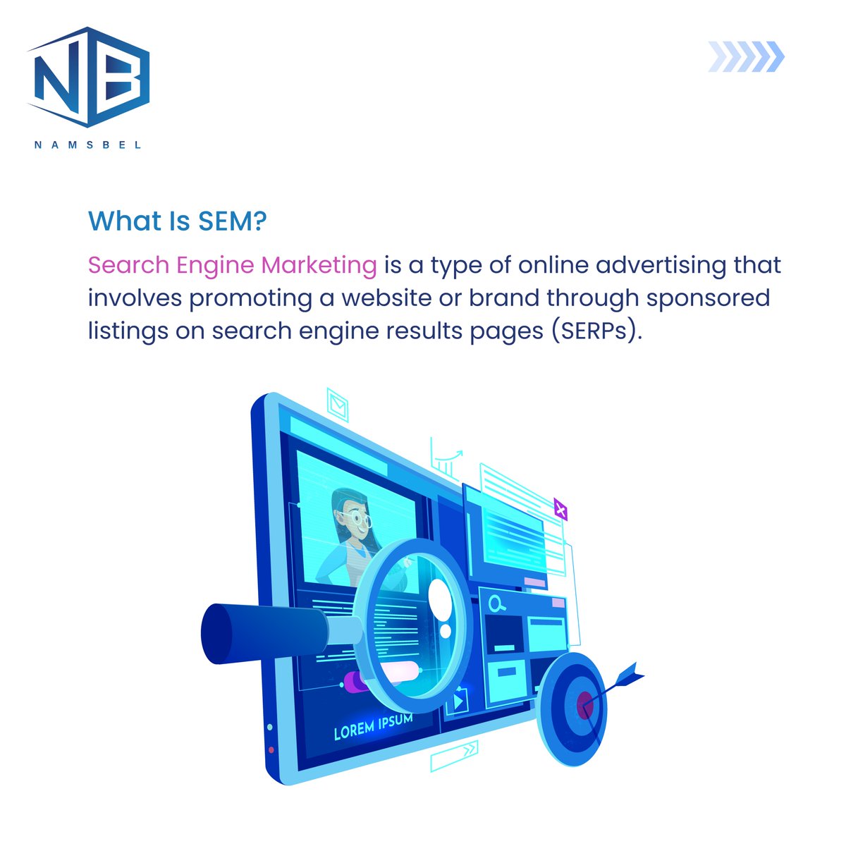 namsbel's tweet photo. "SEM isn't just an acronym, it's the secret sauce to getting your website noticed. Let's sprinkle some magic on online presence"
.
#namsbel #namsbelglobal #digitalmarketing #payperclick #ads #retargeting #mobilemarketing #sem #marketing #branding #website #advertising #google https://t.co/7HzBhr1FHe