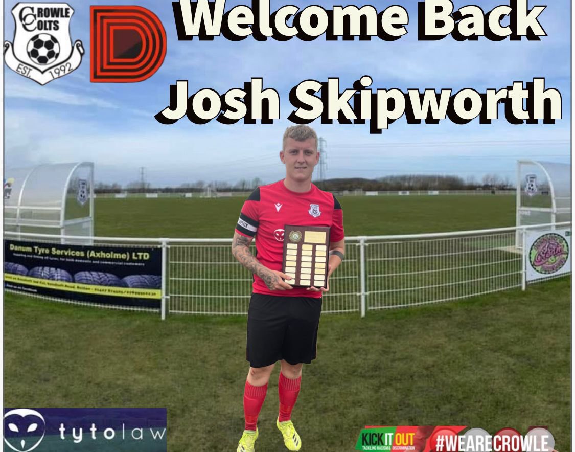 CrowleDevs's tweet image. The club are delighted to welcome back Skippy, after a brief spell away he has decided to come back and challenge for a place in our squad again. Josh will add real quality to the team and we can’t wait to see him back in a Crowle kit. #UPTHEDEVS 🔴⚫️