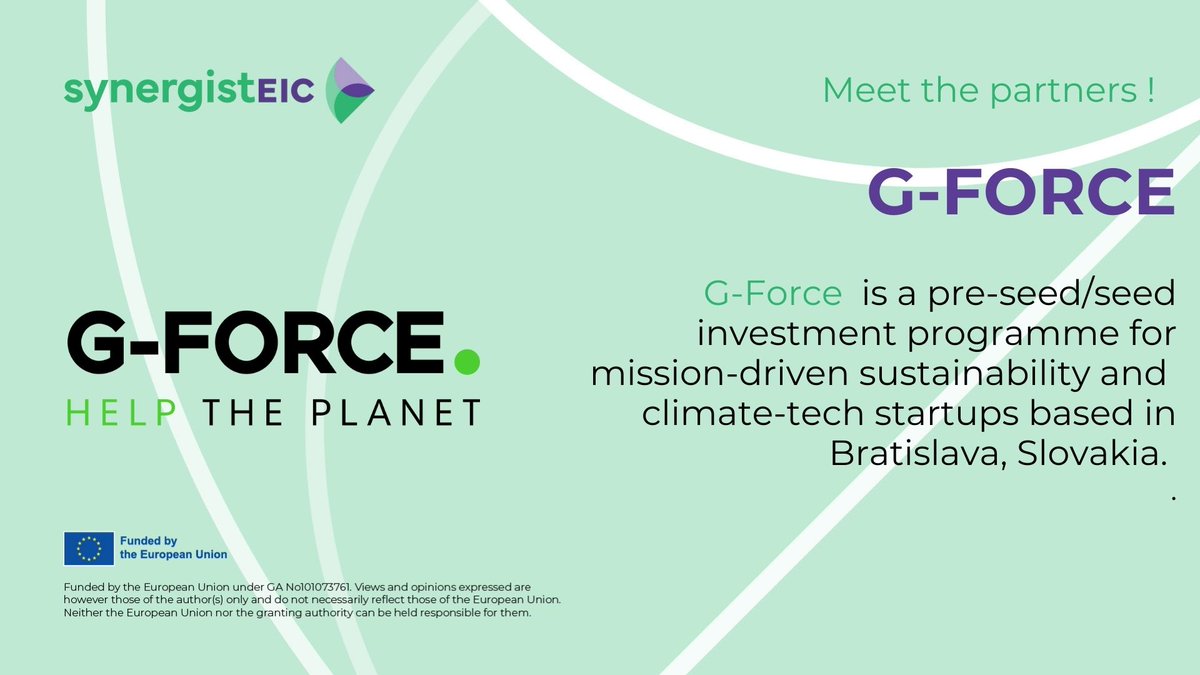 Meet one of our partner ! 
🚀G-Force’s vision is to have a global impact in helping solve #climate change and creating a healthy and just world for everyone. 

Find more: usegforce.com
#GreenTech  #innovation   #EUInnovationEcosystems 
@EU_EISMEA @EUeic @StartUpEU