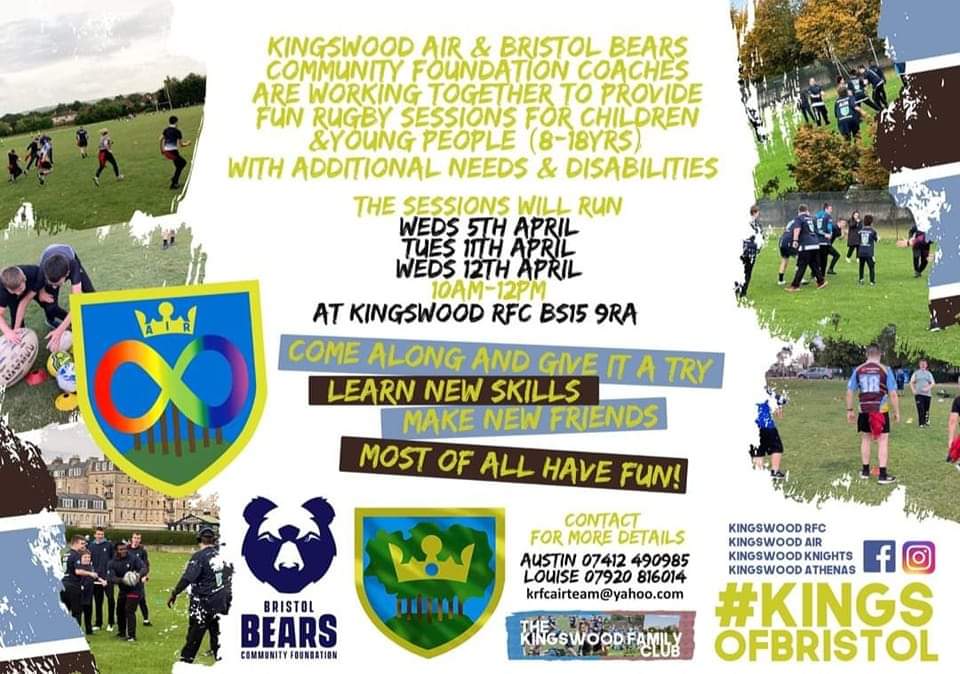Fancy giving rugby a 'try'?! 🏉Check out this fantastic opportunity for young people with additional needs and disabilities <a href="/kingswoodrfc/">Kingswood RFC 🤎💙</a> <a href="/Cabotfederation/">Cabot Federation</a>