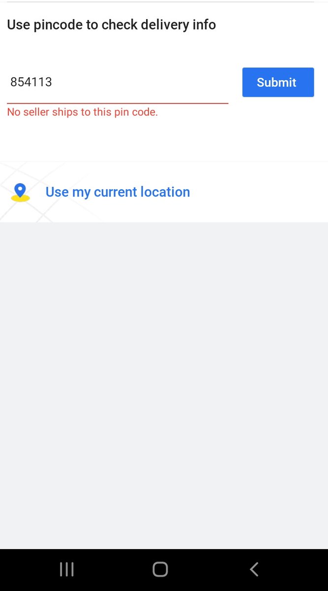 dboulia's tweet photo. Hello @flipkartsupport @Flipkart not able to order any product from my current location attaching screen shot for 854113 pin code and all users of this pin code facing this issues. https://t.co/2MfErSVhI6