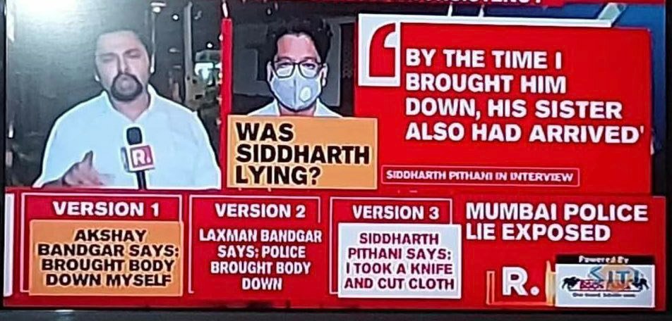 Yasmin2186's tweet photo. Family Didnot See SSR Hanging
Pithani is d only one to witness SSR hanging &he lied that Jijaji asked him to cut the noose, bring down hanging body. Family denies dis claim. CBI Is it fair to believe in Pithani's words? It's 1 man vs the whole Nation.
@IPS_Association @CBI_CIO https://t.co/yUem8wAXrV