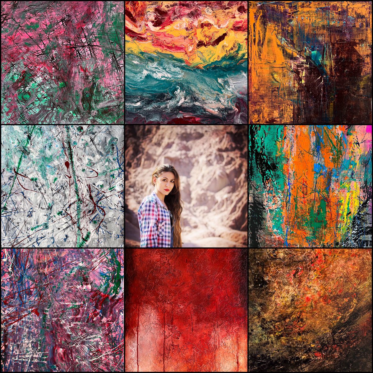 Morning friends ☕️❣️

Me and my available paintings on FND 

Almost all of them are physically available 🤗🏞

#PortfolioDay #abstractart #Phygital