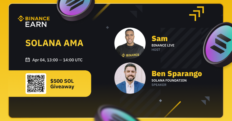 binance's tweet photo. Join us on #Binance Live for a @solana AMA with @bennybitcoins, Head of Strategic Business Development at @SolanaFndn!

🗓️ April 4, 2023.
⏰ 13:00 UTC.

There will also be $500 in $SOL to be won - see thread on how to participate.

Set a reminder ⤵️