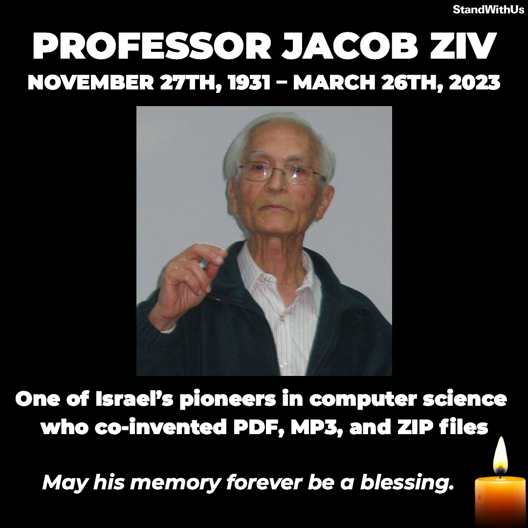 IsraelinIreland's tweet photo. Sad to hear of the death of Professor Jacob Ziv, one of Israel's trailblazers in the field of computer science #Israel #Israeliscience @scienceirel @IrishSciTeach @ScienceWeek https://t.co/P39KYfuDrd