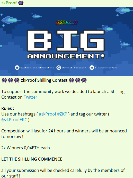 zkProofERC's tweet photo. Let's Shill !!!

#zkProof #ZKP #zkSync #zkSyncEra #zkEVM https://t.co/X6vtOI9nXi