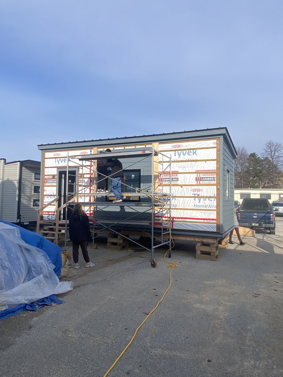 Tiny home build at MM Robinson high school is at the siding and drywall stage. All done by students. This is their classroom.