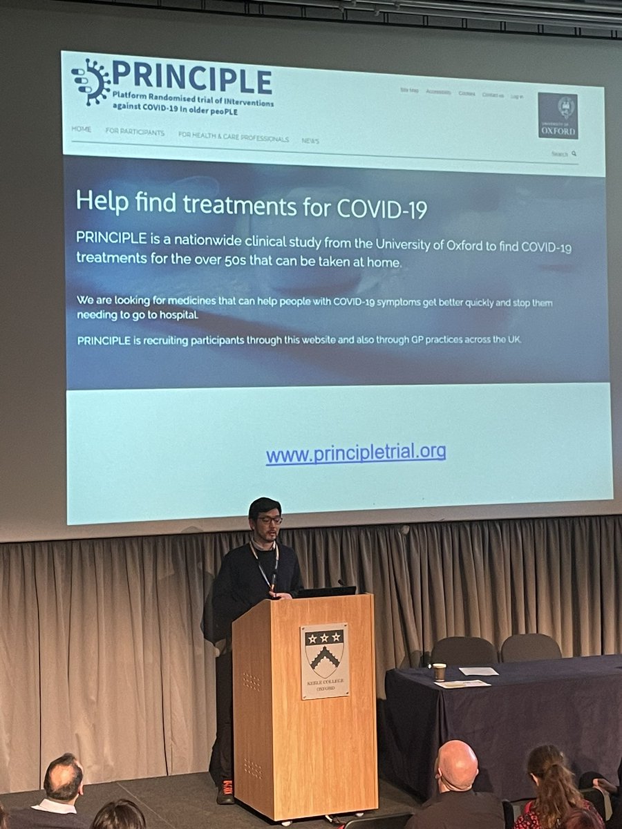 Jienchi Dorward now presenting the PRINCIPLE trial which identified treatments for covid which could be given in primary care @OxPrimaryCare