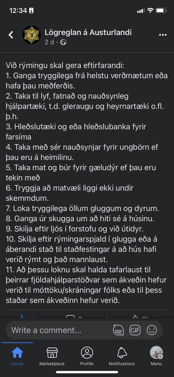 @jafetsigfinns Ætla að fá að bæta hér við rýmingar to-do lista frá Lögreglunni á Austurlandi 😌