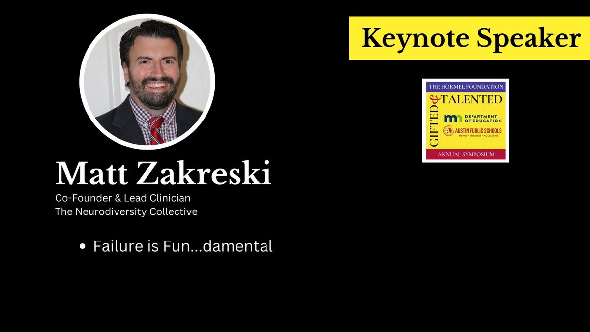 gtsymposium's tweet photo. Introducing our 4th Keynote Speaker: Matt Zakreski
 
Matt will kick off the final day of our 2023 Symposium on June 15:
- Failure is Fun...damental

#GTSymposium #GTChat #Keynote #TheNeuroDiversityCollective https://t.co/umXvhMGj8M