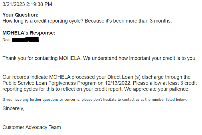 JokesInBase13's tweet photo. How long is a reporting cycle @MOHELA?? Because I know it wouldn't take you this long to report it if I was *behind*. Fix it, or give me a legitimate reason why because I'm missing out on opportunities waiting 3+ months. #PSLF @usedgov https://t.co/64NFEMhH0N
