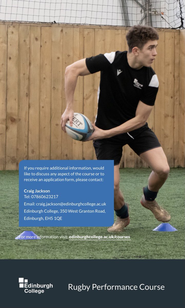 Aspiring rugby player?!
Have you heard about <a href="/edinburghcoll/">Edinburgh College</a> Developing Performance Course, check it out or get in touch for more details. 
#nextgen #rugby #performance 
edinburghcollege.ac.uk/courses/browse…
