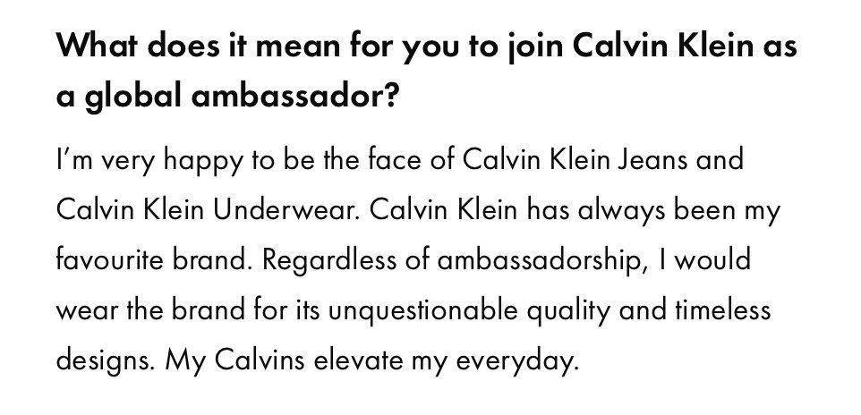 Golden Times on X: Jungkook: I'm very happy to be the face of Calvin Klein  Jeans and Calvin Klein Underwear. Calvin Klein has always been my favourite  brand. Regardless of ambassadorship, I