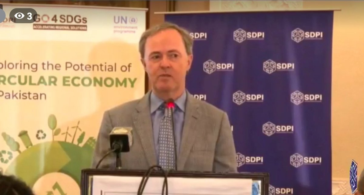 SamitaFaiq's tweet photo. "Two important pricing principles are:
1. Better pricing on resource inputs
2. Putting price on pollution"
Says Mr. Christopher James Warner, Environmental Specialist @WorldBank @WorldBankSAsia while high level policy dialogue on #CircularEconomyPakistan #CircularEconomy https://t.co/mFKwfoVcSx