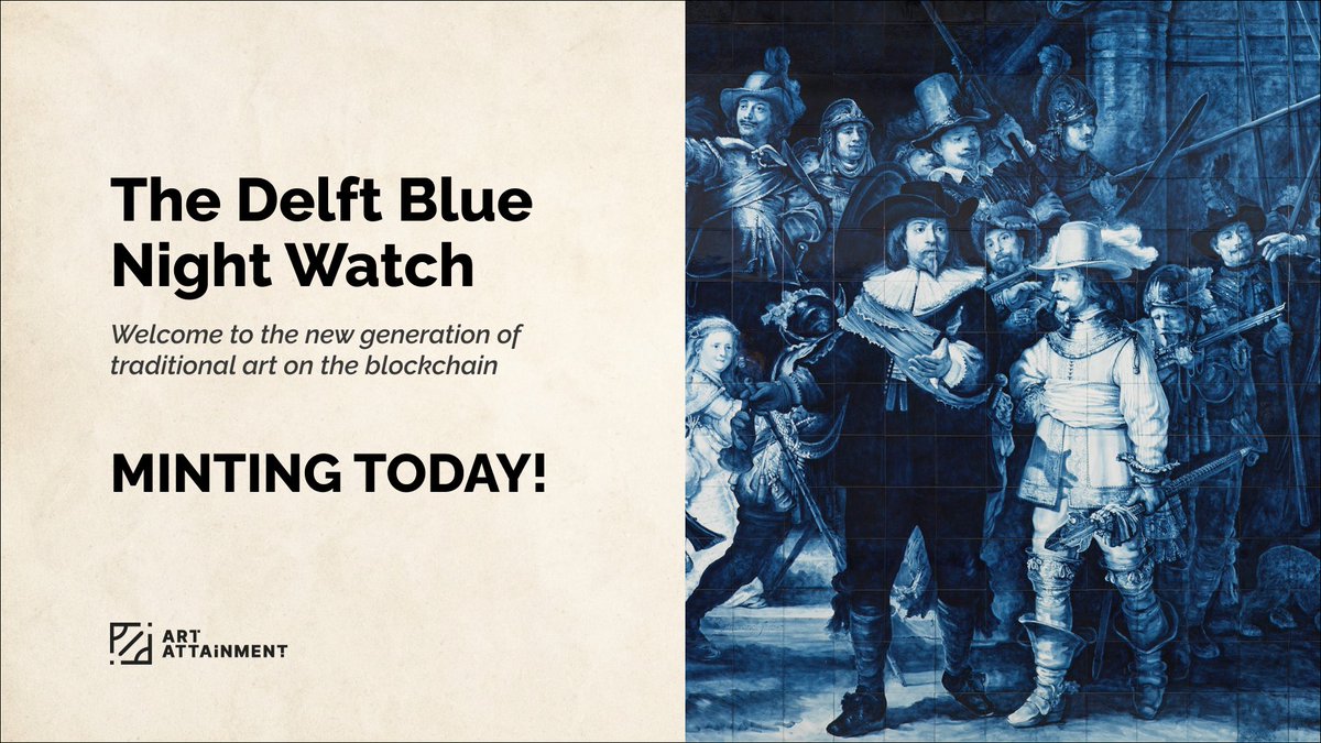 Our mint is happening later today 🎉 

🔹Read everything about the Delft Blue Night Watch and the future of art on the blockchain 🧵