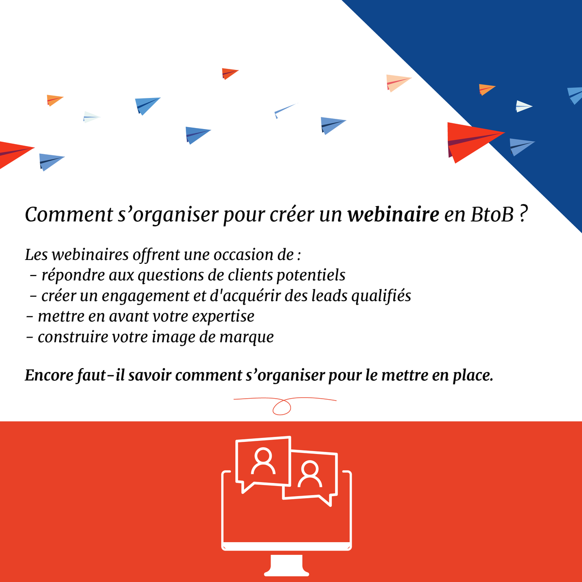 agencedecomnova's tweet photo. Le webinaire… un levier qui fait mouche en BtoB. Et pourtant, nous avons observé auprès de nos clients que son organisation peut faire peur 🤯.

Compliqué à préparer, on ne sait pas vraiment par où commencer. Et techniquement, pas le droit à l’erreur. https://t.co/qMOk79Jjxi