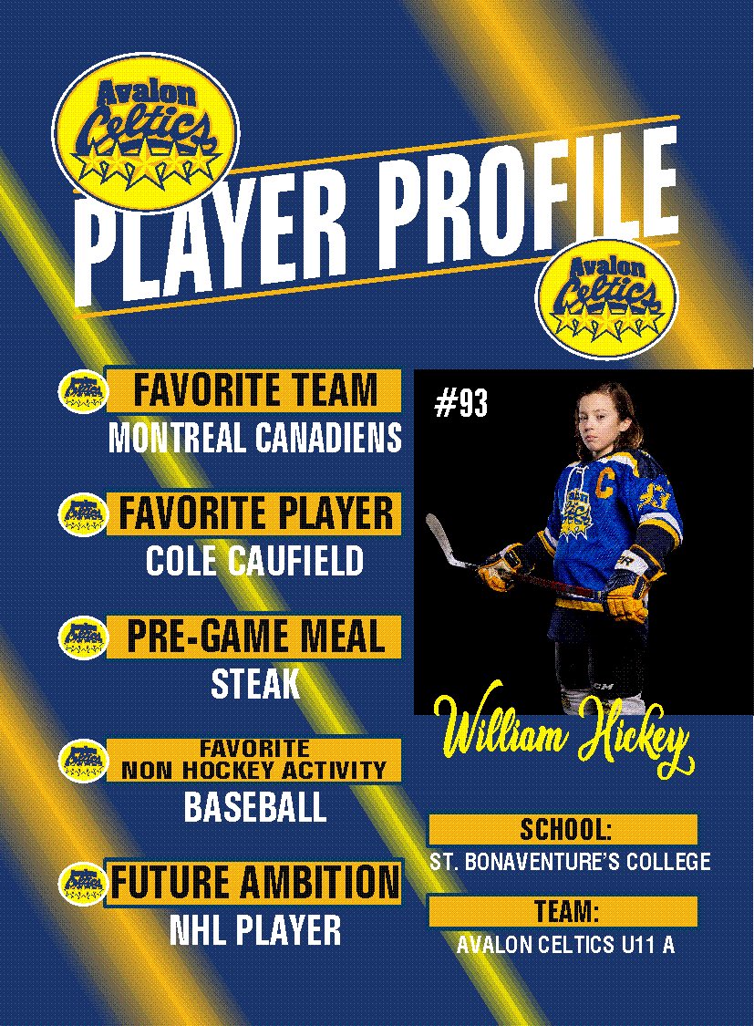 AvalonU11a's tweet photo. Meet Our Team. Player Profile: Team Captain - William Hickey #93 (forward)
@AvalonCeltics https://t.co/hiONzMh5cR
