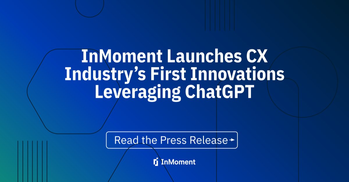 InMoment is the first customer experience vendor to incorporate #ChatGPT technology in its XI Platform, enabling faster insights and quicker action on customer feedback. Learn more about this industry-first innovation! bit.ly/3TQzlGy