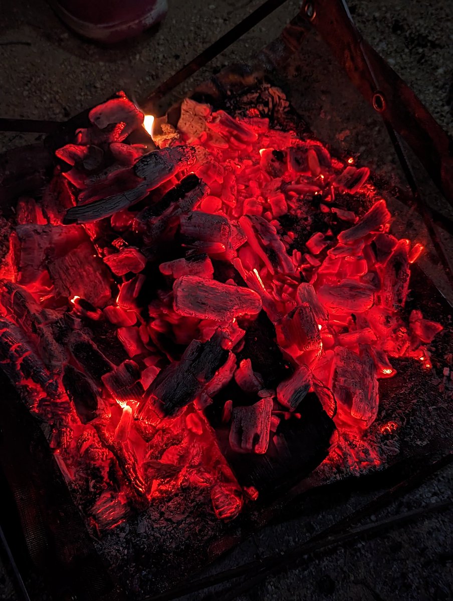 「焚火これでおしまい。寝る段取りしよう。 」|飯ア🍊RGS【RGS_meshiA#6951】のイラスト