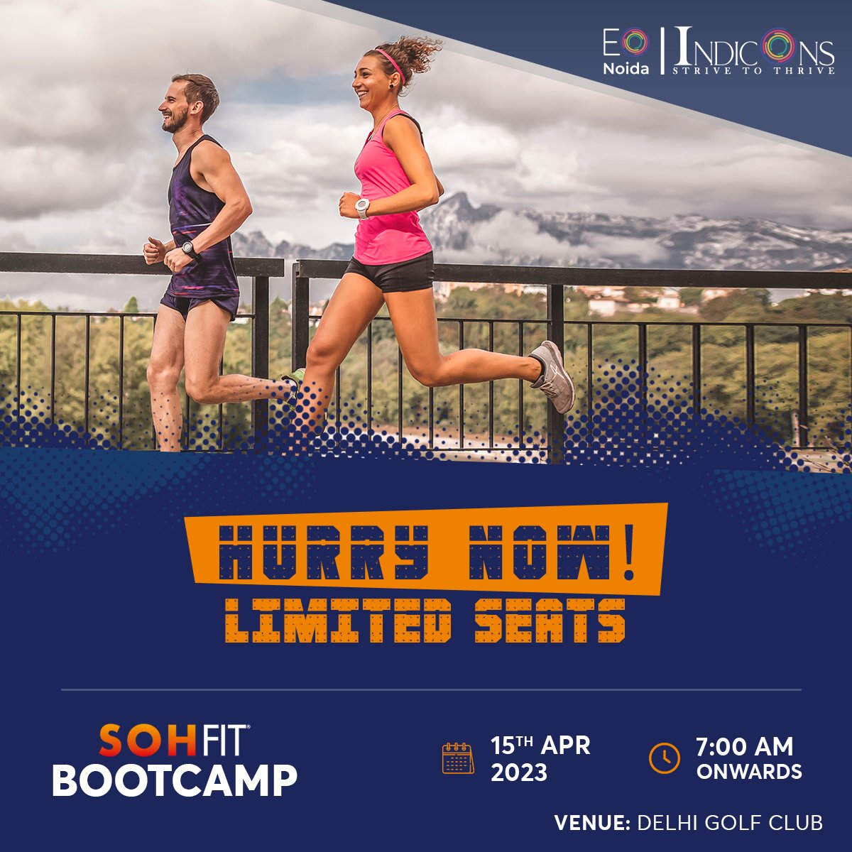 EoNoida's tweet photo. Only a few open slots left for the invigorating SohFit Bootcamp. Book your place now to ensure you don’t miss out on a day of fun and fitness!

See you on 15th April, 2023, 7:00 AM onwards, at the Delhi Golf Club.

#eonoida #indicons #sohfit #fitness #bootcamp #workout https://t.co/zc0OE5KpOH