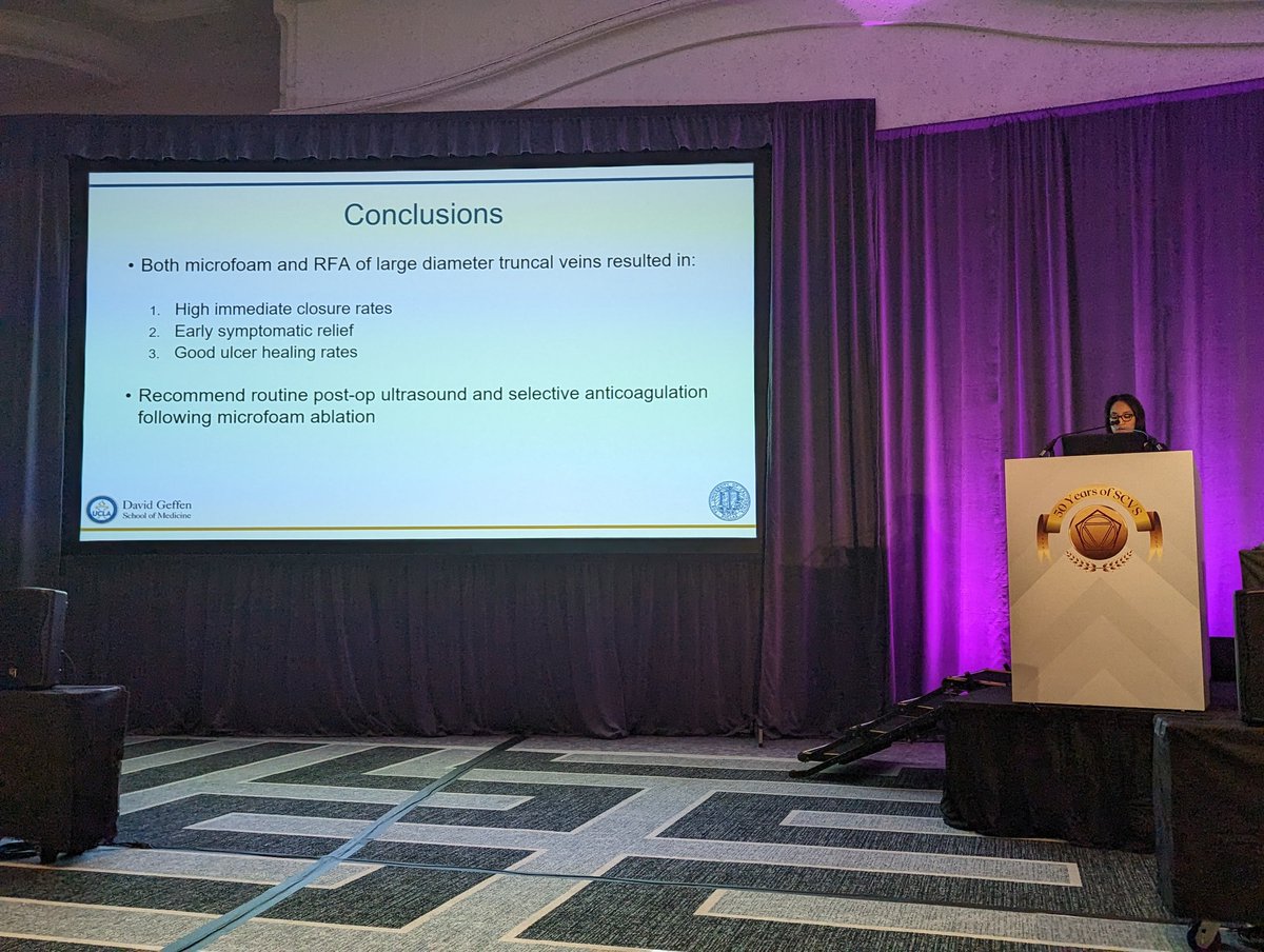 Outstanding presentation on microfoam ablation vs RFA in large diameter veins by our 3rd year integrated vascular surgery resident @AmandaLChin, mentored by @DrJCJimenez. 👏🙌