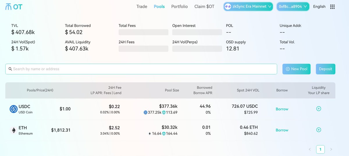 OnchainTrade's tweet photo. OT is officially live on #zkSync Era mainnet, users can:
1. Provide liquidity to earn swap fees and borrow interest
2. Swap
3. Borrow
$OT claim will be open this week. IFO participants can check your allocation on 'Claim $OT' page. https://t.co/aPQItWpk7Q