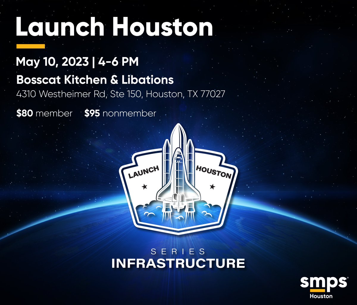 LAUNCH HOUSTON: INFRASTRUCTURE
Join us for an evening of networking and conversation with some of Greater Houston Area's public infrastructure experts. For more information and to register: bit.ly/3n39tL4