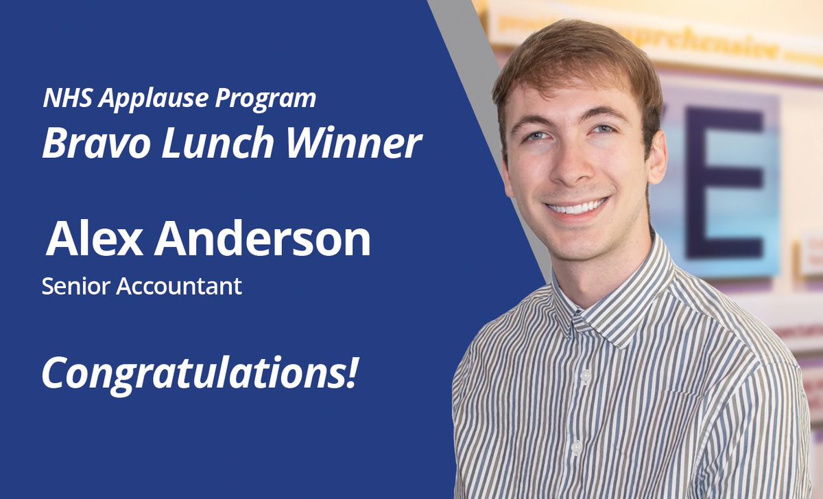 NHSHotels's tweet photo. The NHS Applause Program allows our corporate team to recognize peers that go above and beyond 👏

We host a Bravo Lunch monthly, recognizing one of these Applause recipients for their hard work!
March's winner is Alex Anderson, Senior Accountant! https://t.co/E7273tqE7U https://t.co/5uOBgfJxVH