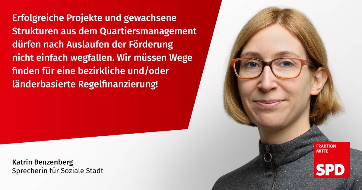 Die Finanzierung für fünf von sechs Quartiersmanagements in #mitte durch das Programm "Sozialer Zusammenhalt" läuft Ende 2025 aus. Wir müssen nach Wegen suchen, wie wir die Projekte aus der Quartiersarbeit fortführen. Unser Antrag morgen in der #bvvmitte berlin.de/ba-mitte/polit…