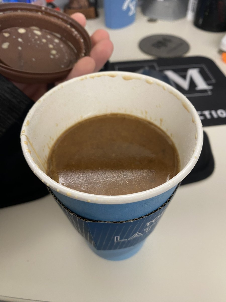 mag_1018's tweet photo. @cariboucoffee It is a sad day when your coffee feels a little light so you look inside &amp; see that you didn’t even get a full drink. 😬 https://t.co/qqZMABYkms