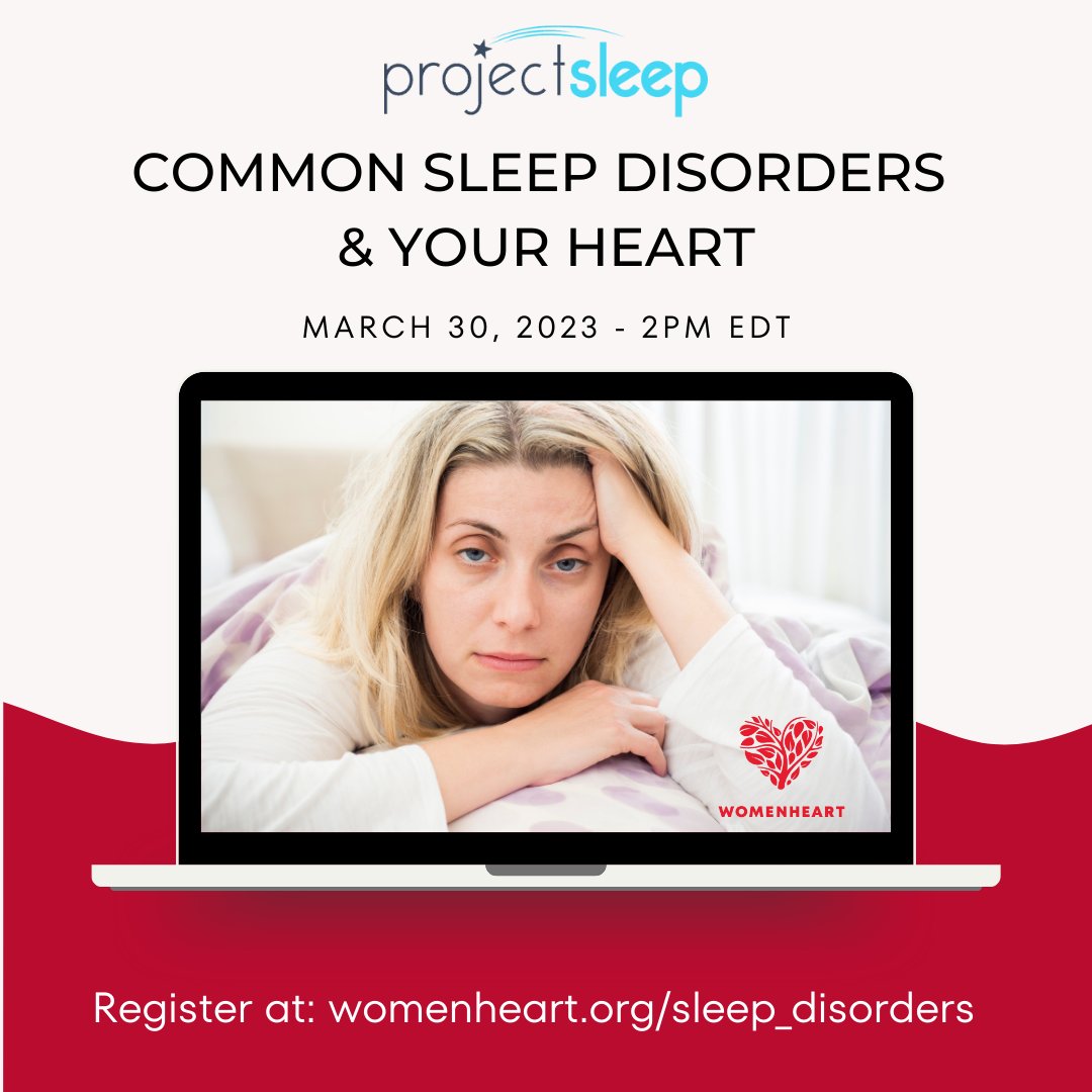 WomenHeartOrg's tweet photo. 🚨 TOMORROW: Join our HeartTalk on "Sleep Disorders & Your Heart"💤❤️
Expert panel: Dr. Morse @GeisingerHealth Lisa Maher @ Cedar Valley Cardiovascular and @HeartNurses Madalyn Adams - WomenHeart Champion 🕑 2 pm ET LIVE. Register: https://t.co/BSbWa6ct7t
#ProjectSleep https://t.co/PNuyAjV5tc