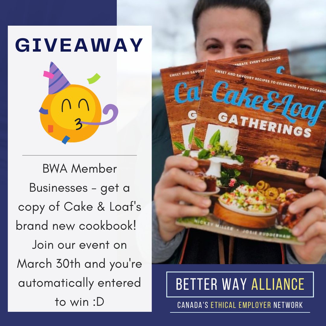 Better Way Alliance (@betterwaycan) on Twitter photo Have you registered for our BWA/B-Corp event tomorrow at 10am PST/1PM EST?
Every BWA Member joining has a chance to win <a href="/cakeandloaf/">Cake and Loaf Bakery</a>'s new cookbook. Register below to discover how you and your business can make a real-world political impact.
loom.ly/md7LhXw Have you registered for our BWA/B-Corp event tomorrow at 10am PST/1PM EST?
Every BWA Member joining has a chance to win <a href="/cakeandloaf/">Cake and Loaf Bakery</a>'s new cookbook. Register below to discover how you and your business can make a real-world political impact.
loom.ly/md7LhXw
