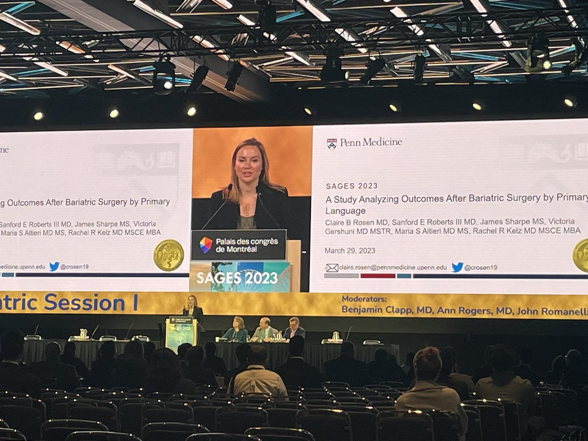 Jenny Shao, MD, FACS (she/her) (@jennyshaomd) on Twitter photo Great presentation by <a href="/crosen19/">Claire Rosen, MD MSME</a> <a href="/pennsurgery/">PennSurgery</a>! Another rising star 🌟 to watch out for in the MIS world.
Learning about communication and language barriers in bariatric surgery. #SAGES2023 <a href="/SAGES_Updates/">SAGES is in Tampa in 2026!</a> <a href="/altierim1/">Maria Altieri</a> <a href="/Laparoscopes/">Dan Hashimoto, MD MS FACS</a> <a href="/VGershuniMD/">Victoria Gershuni, MD MS MTR</a> Great presentation by <a href="/crosen19/">Claire Rosen, MD MSME</a> <a href="/pennsurgery/">PennSurgery</a>! Another rising star 🌟 to watch out for in the MIS world.
Learning about communication and language barriers in bariatric surgery. #SAGES2023 <a href="/SAGES_Updates/">SAGES is in Tampa in 2026!</a> <a href="/altierim1/">Maria Altieri</a> <a href="/Laparoscopes/">Dan Hashimoto, MD MS FACS</a> <a href="/VGershuniMD/">Victoria Gershuni, MD MS MTR</a>