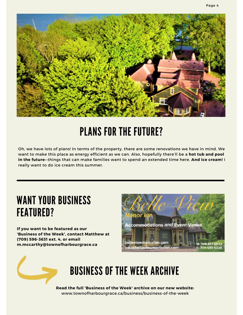 townofhrgrace's tweet photo. March 29, 2023:

RE: Business of the Week Feature: Belle View Manor Inn

Business of the Week is back on a new platform! Our eighth profile features another great hospitality establishment in our community, Belle View Manor Inn. 

(1/3) https://t.co/geA2zbWBb1