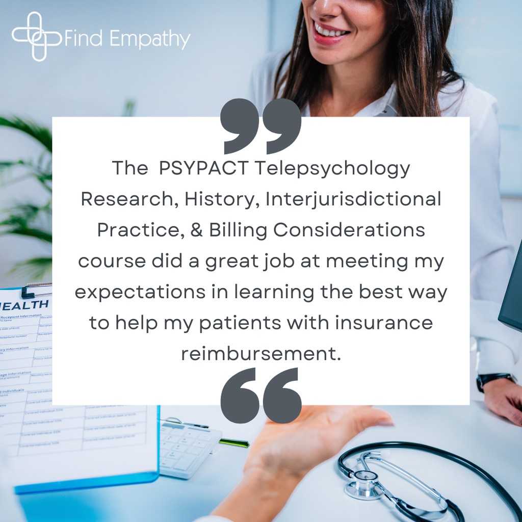 We are so happy you're loving our PSYPACT courses! This course meets the PSYPACT annual requirement of continuing education relevant to the use of technology in psychology. To start earning your CE credits click here: learn.findempathy.com/courses/PSYPAC…