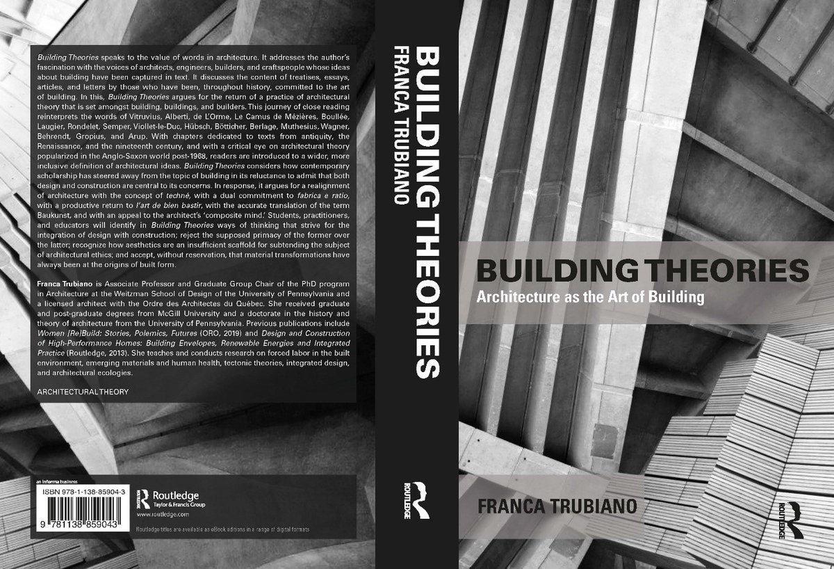 LECTURE TONIGHT
Building Theories: Architecture as the Art of Building
MARCH 29, 2023, 6:00 PM – 7:30 PM
Zoom

Information and Registration: lnkd.in/ekftjDEK

Franca Trubiano, Architect, Assoc. Professor, Chair Ph.D. Program, Univ of Pennsylvania Weitzman School of Design