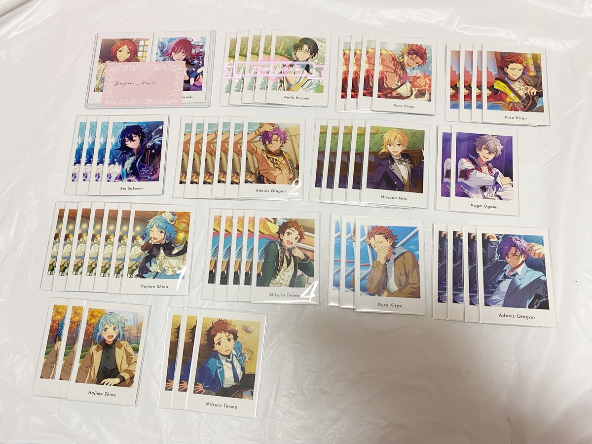 あんスタ ぱしゃっつ 交換･譲渡
譲▶︎真/千秋/鉄虎/巽/マヨイ/宗/こはく/茨/ニキ/泉/嵐/夏目/つむぎ/宙/斑/紅郎/零/アドニス/なずな/晃牙/創/光

求▶︎A.Pゆうた&gt;異種ゆうた･定価+送料
身内分:A藍良，HiMERU，異種凛月

お声掛け等は🔗先へお願い致します🙏🏻
条件🔗先1枚目にあります