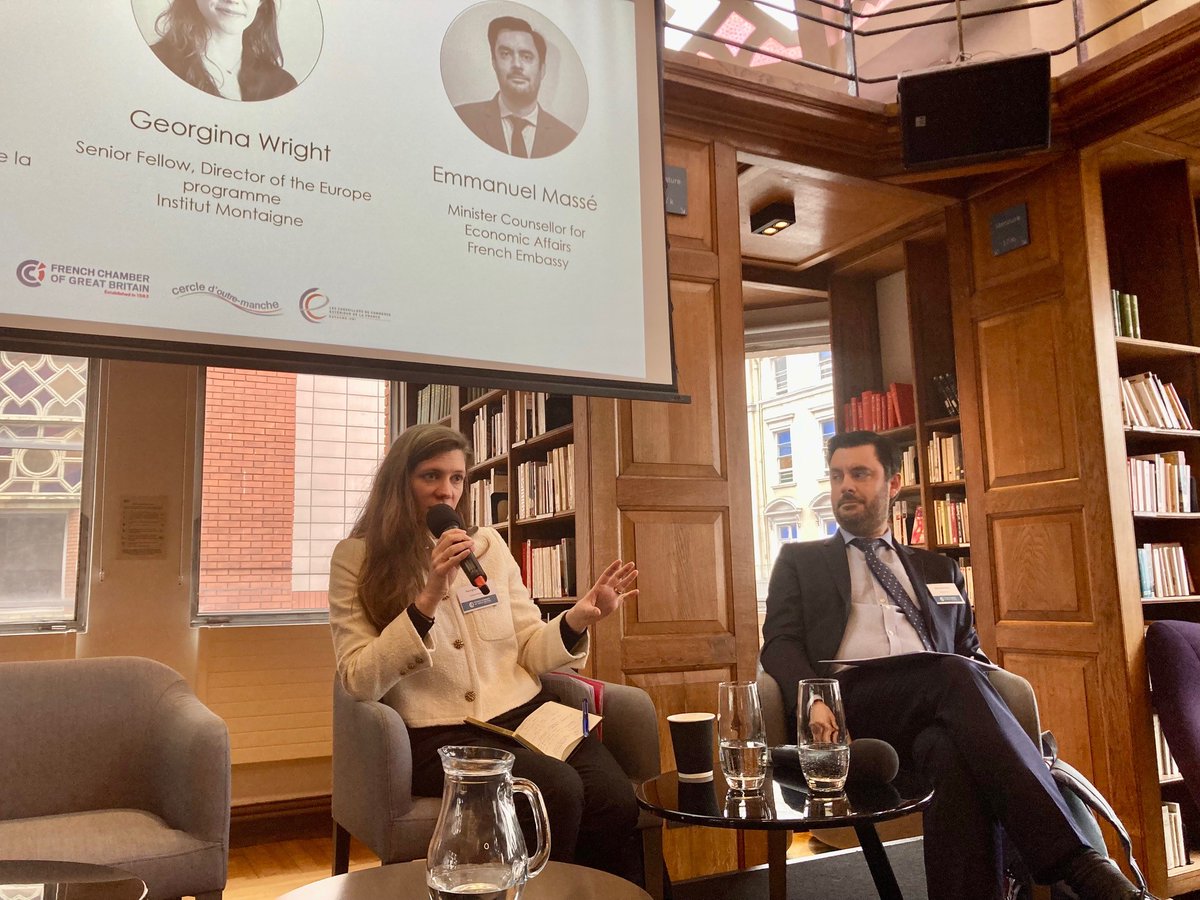 Join event <a href="/cdoutremanche/">Cercled'outreManche</a> <a href="/frenchchambergb/">French Chamber of Great Britain</a> <a href="/ukcce/">Morel_CCEUK 🇺🇦</a> and full house today at the <a href="/ifru_london/">Institut français UK</a>. Very insightful debrief following the recent Franco-British Summit. A big thank you to our 2 remarkable guests and experts: Emmanuel Massé <a href="/FranceintheUK/">French Embassy UK🇫🇷🇪🇺</a> and <a href="/GeorginaEWright/">Georgina Wright</a> <a href="/i_montaigne/">Institut Montaigne</a>