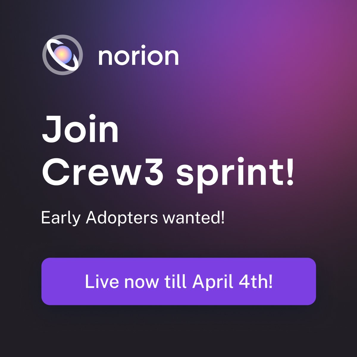 Hey, crypto fam! Did you hear something about @NorionEcosystem? 😍
So, let’s jump to the Crew3 Norion’s quests together and become an early tester of the platform! 🔥🔥

crew3.xyz/c/norion/quest…

Be very active because the testers will be rewarded!! 🤑