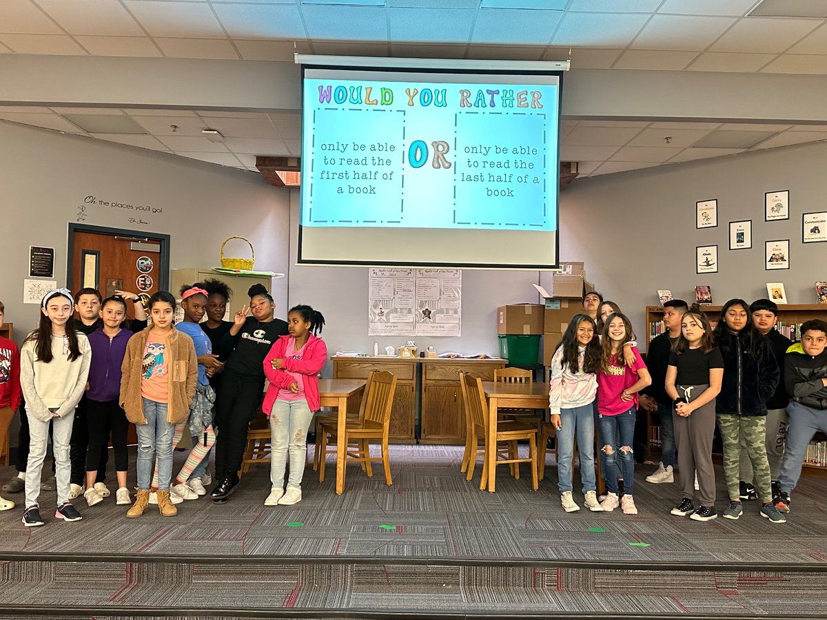 RowlettSpecials's tweet photo. Would You Rather Library Edition is a big hit with my Bobcats! 
@bainsbrain 
@gisdnews @GISDREADS @GISDTLD @Rowlett_Bobcats https://t.co/k0sjCaJMqf