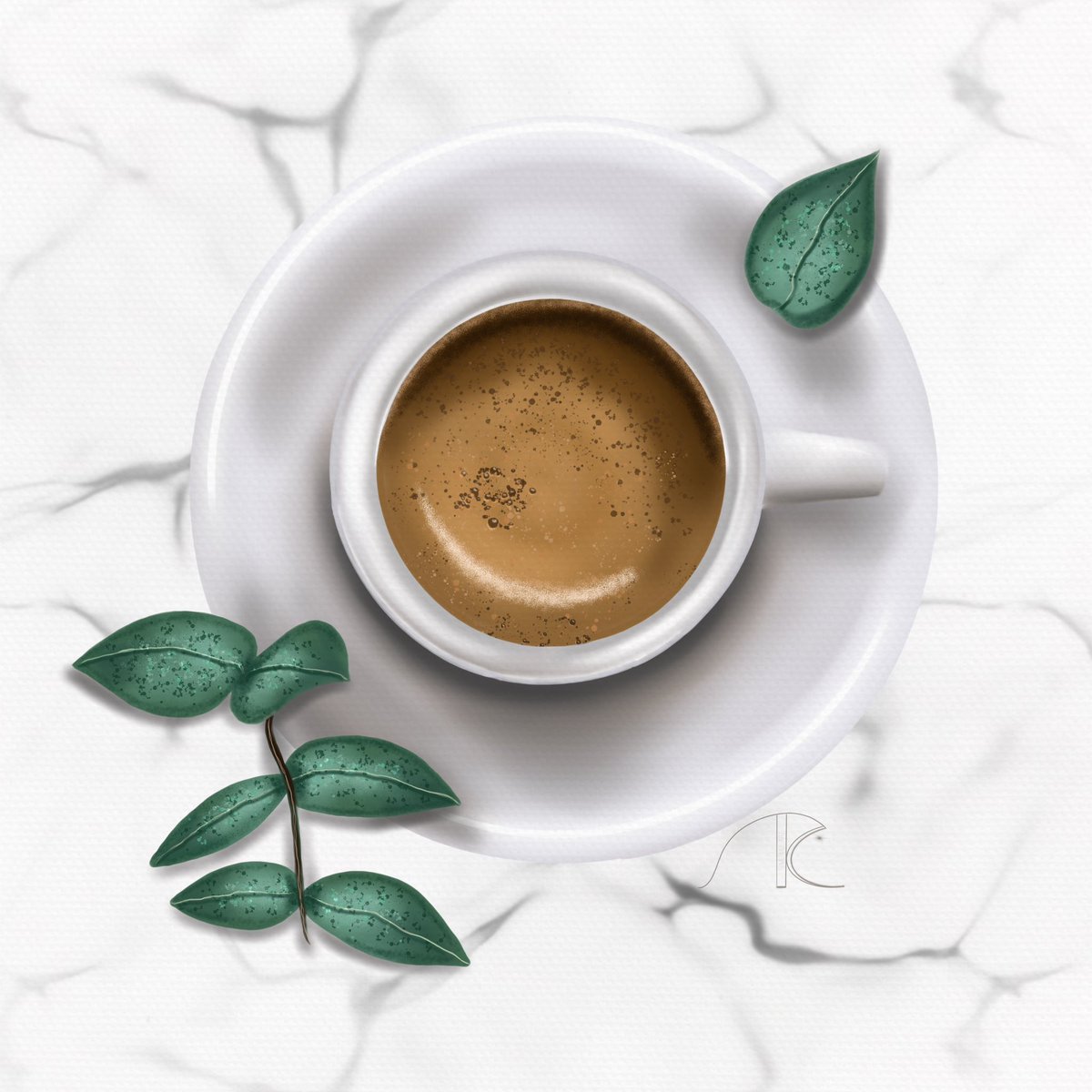 Good morning, everyone🌼 My new art with a cup of coffee for this sunny morning. Do u prefer coffee or tea?