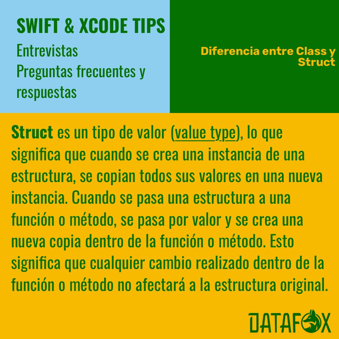 datafoxsoftware's tweet image. Tech interview questions -
Diferencia entre Class - Struct
Life Moments para iOS - Tu memoria personal digital Life Moments: apps.apple.com/app/id16596480…
#swiftuitutorials #iosdev #iosdeveloper #swiftlang #swiftlanguage #swiftprogramming #swift #swiftui #opentowork