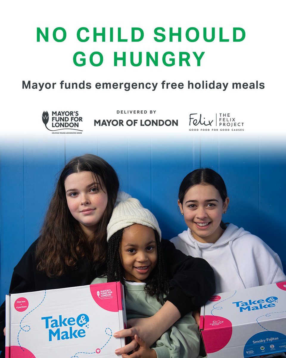 London Plus (@londonplus18) on Twitter photo Amazing news that the Mayor of London is funding emergency free holiday meals from this Easter, providing millions of meals to Londoners in need in partnership with <a href="/MayorsFund/">The Mayor's Fund for London</a> & <a href="/FelixProjectUK/">thefelixproject</a>. Amazing news that the Mayor of London is funding emergency free holiday meals from this Easter, providing millions of meals to Londoners in need in partnership with <a href="/MayorsFund/">The Mayor's Fund for London</a> & <a href="/FelixProjectUK/">thefelixproject</a>.