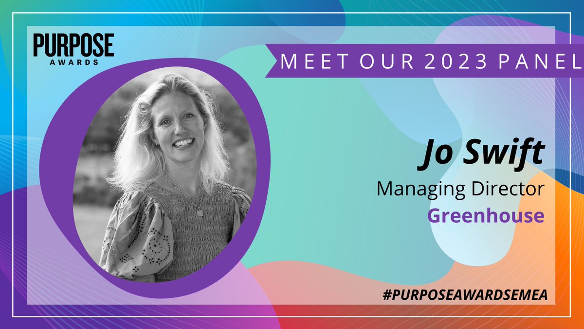 GreenhouseComms's tweet photo. 💫The #PurposeAwardsEMEA are back to showcase outstanding creative campaigns furthering positive causes.  
 
None other than our own Managing Director, Jo Swift (@swiftbyname), will be on this year’s judging panel.
 
We wish entrants every success!
 
https://t.co/F0ieaevkTO https://t.co/8F1huTy2sR